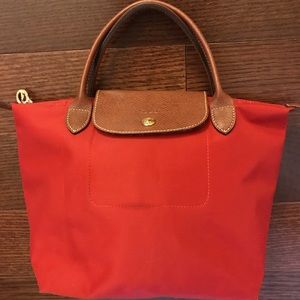 Longchamp Le Pliage Nylon Mini Tote in Deep Red